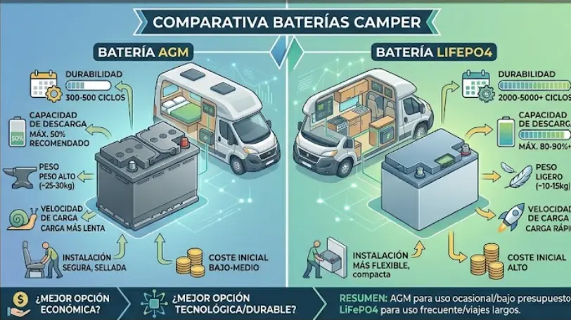 AGM vs Litio LiFePO4: ¿Merece la pena la inversión? Comparativa 2026