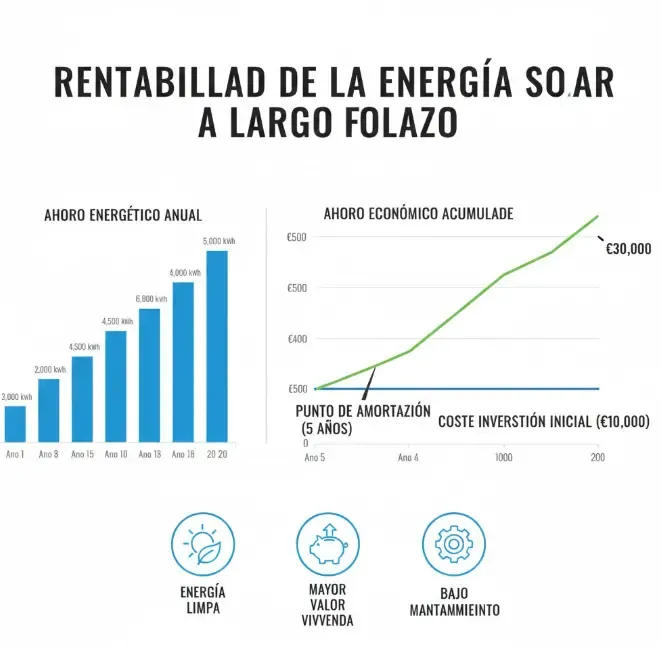 Gráfico de ahorro energético y amortización de paneles solares