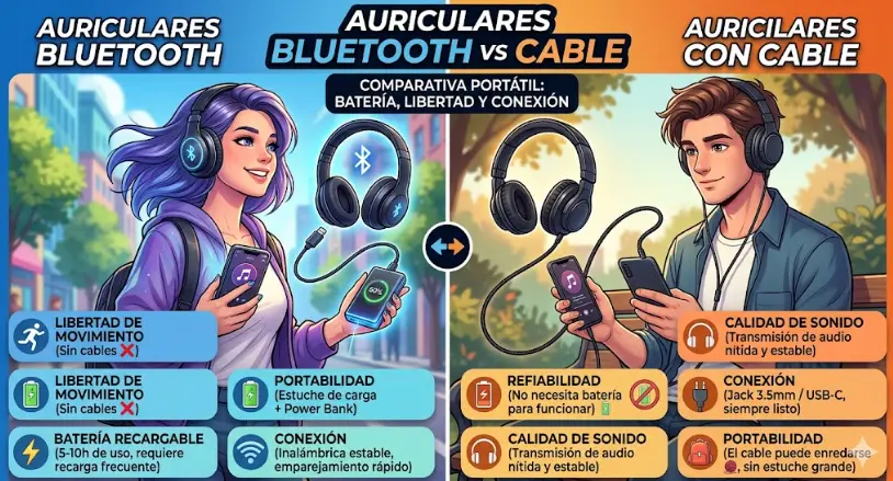 Cuánta batería gastan los auriculares Bluetooth (vs cable) en tu portátil [2026]
