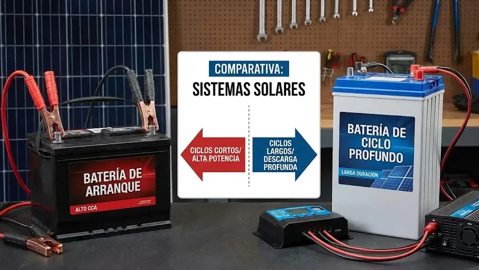 Comparativa entre baterías de arranque y ciclo profundo para sistemas solares