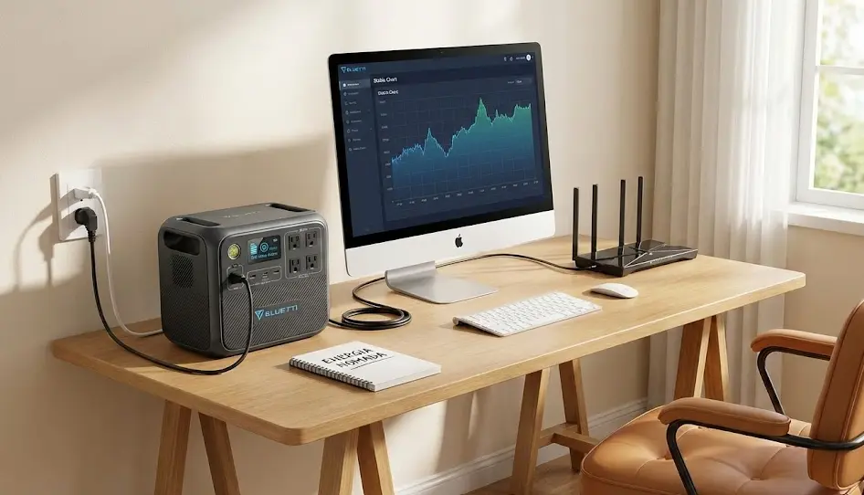 Convierte tu Bluetti en SAI para PC, router y nevera. Guía 2026 en 3 pasos.