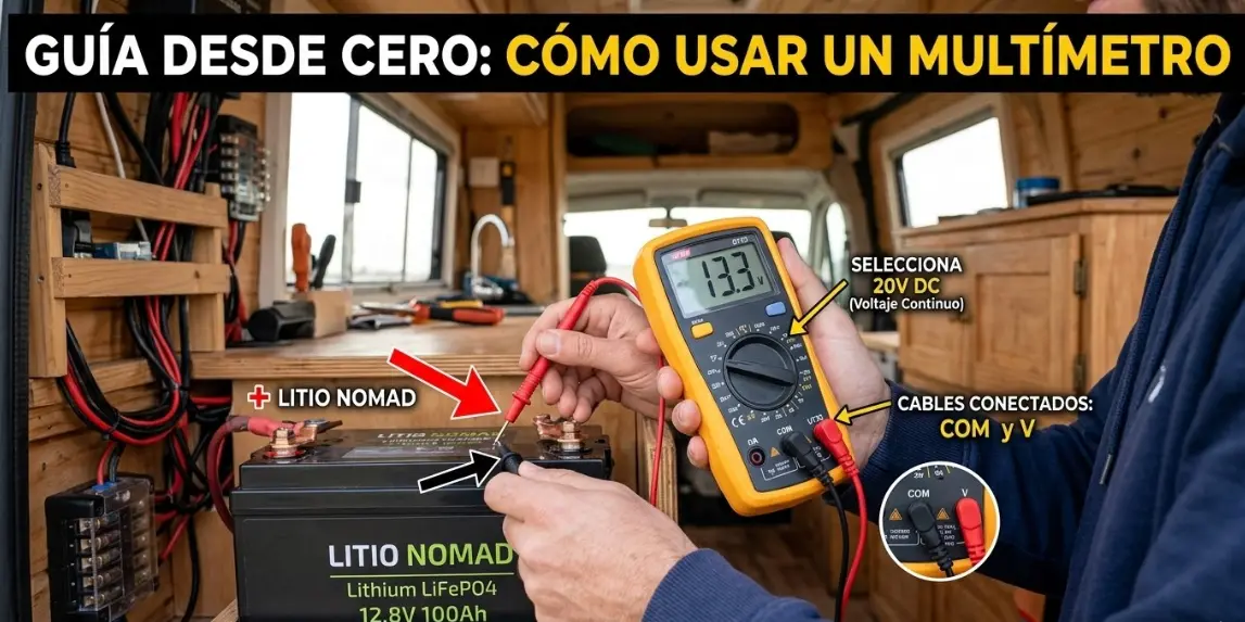 Aprende a usar el multímetro en tu furgoneta aunque no sepas nada de electricidad. Guía paso a paso 2026 con fotos.
