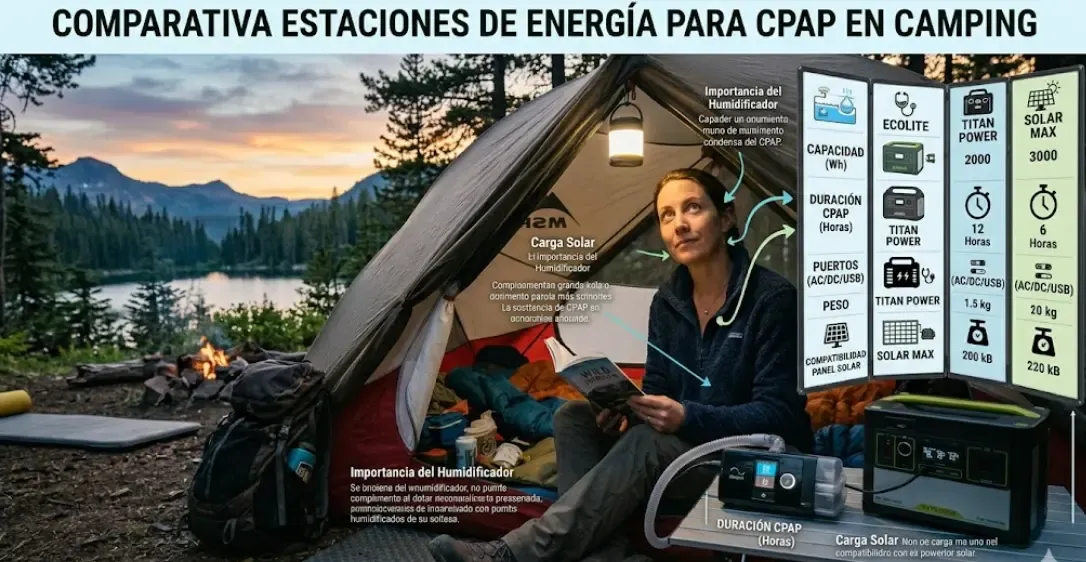 Comparativa estaciones de energía para CPAP en camping