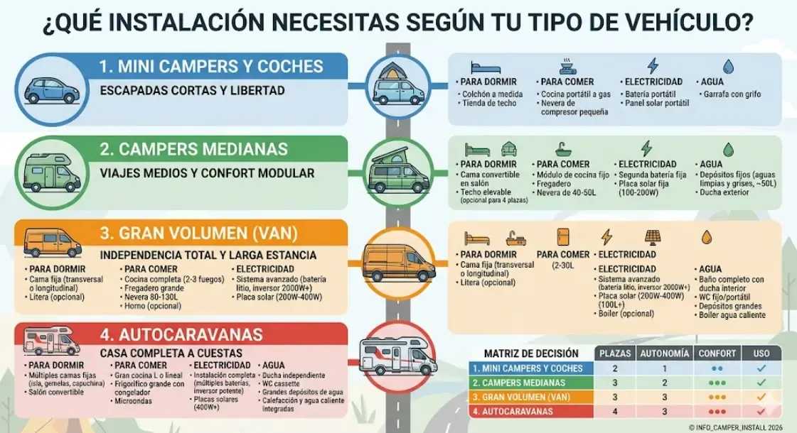 Infografía: ¿Qué instalación necesitas según tu tipo de vehículo?
