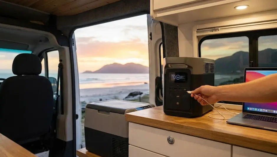 Guía sin obras 2026: fija tu EcoFlow/Bluetti en furgoneta en menos de 1 hora.