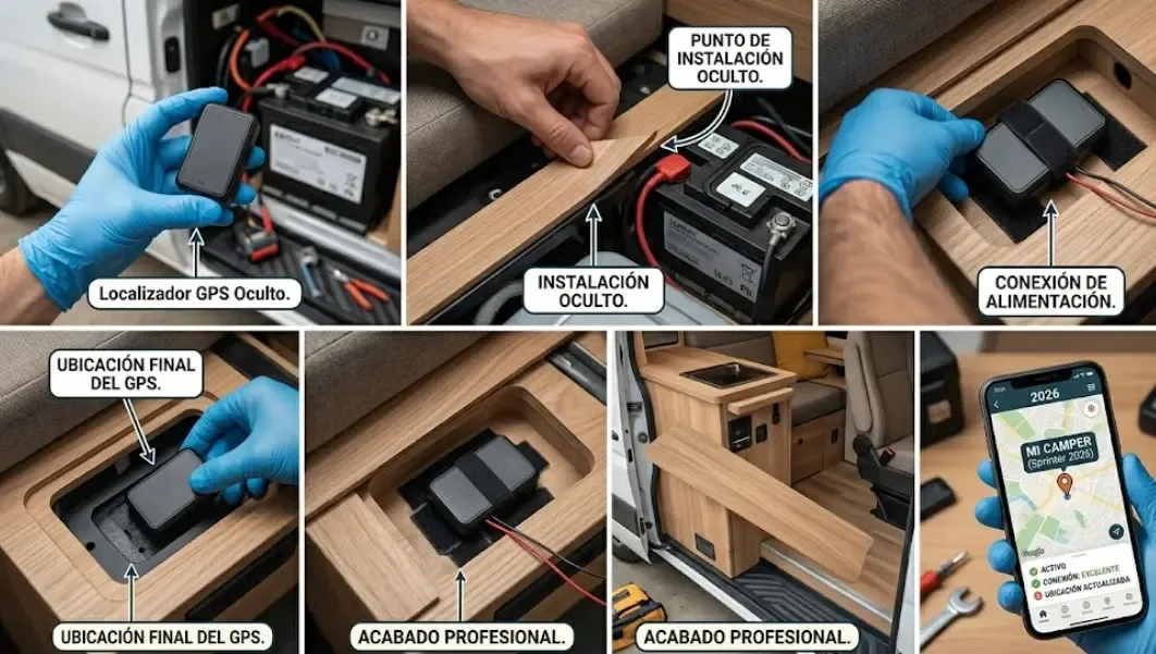 Localizador GPS oculto instalado en furgoneta camper