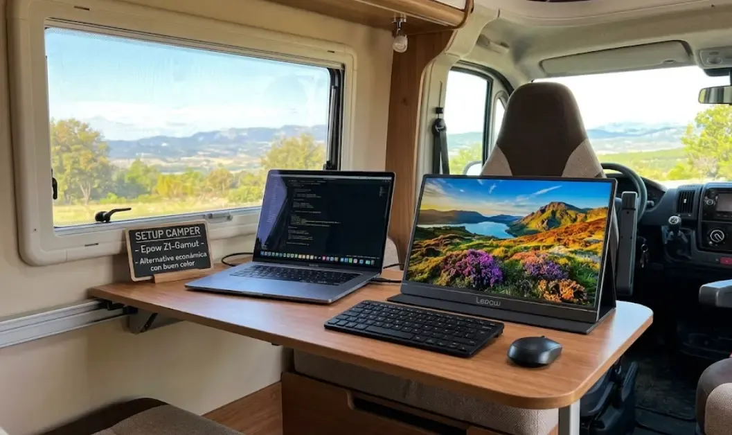 Monitor portátil USB-C 16 pulgadas setup camper