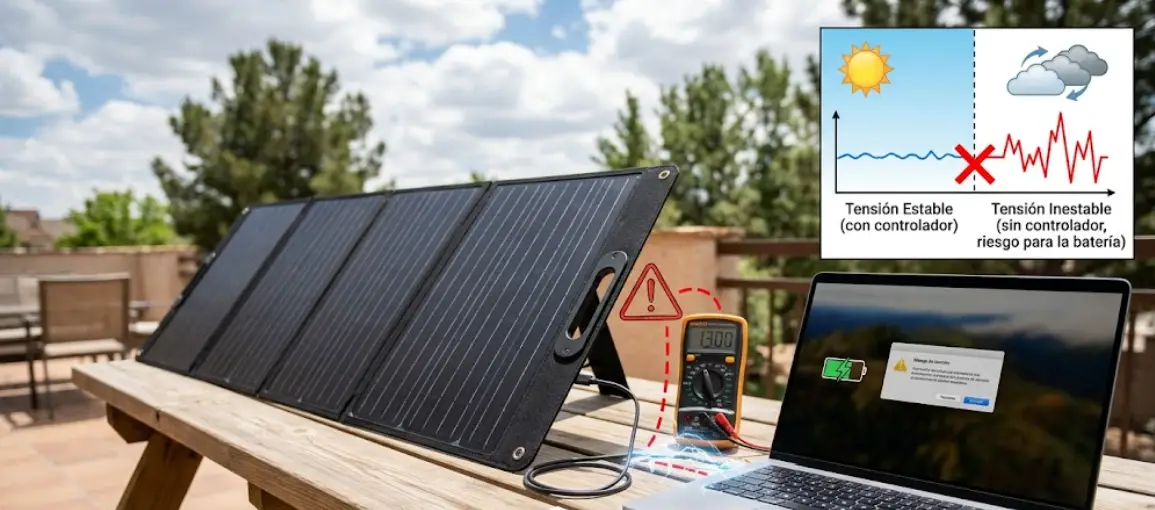 ¿Panel directo al portátil o por estación? Guía 2026 con pruebas reales y cuál es más eficiente en camper.