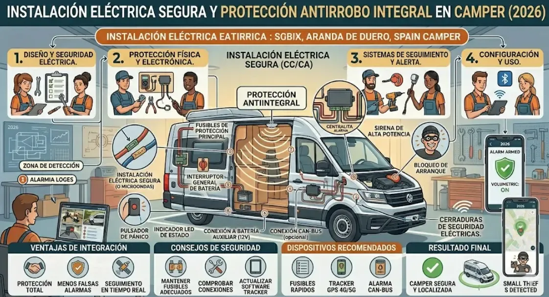 Instalación eléctrica segura en camper con protección antirrobo