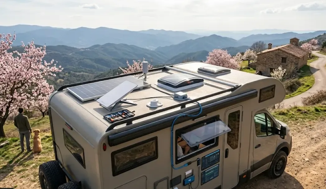 Starlink Mini instalado en techo de autocaravana