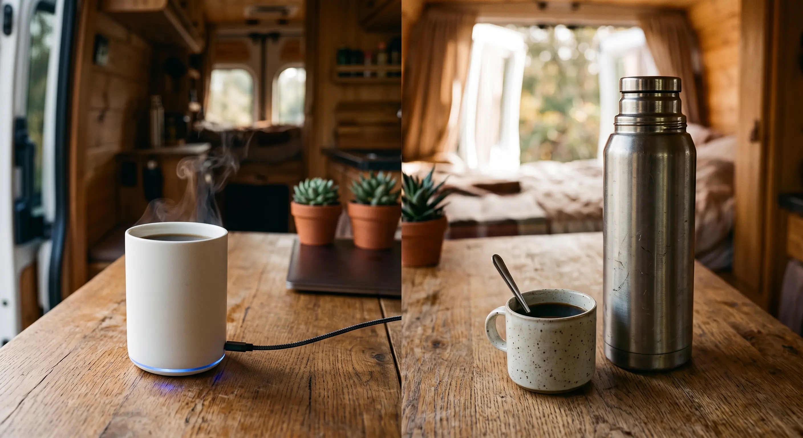 Taza Térmica USB vs Termo: Cuánto Consumen y Cuál Conviene en Camper (2026)
