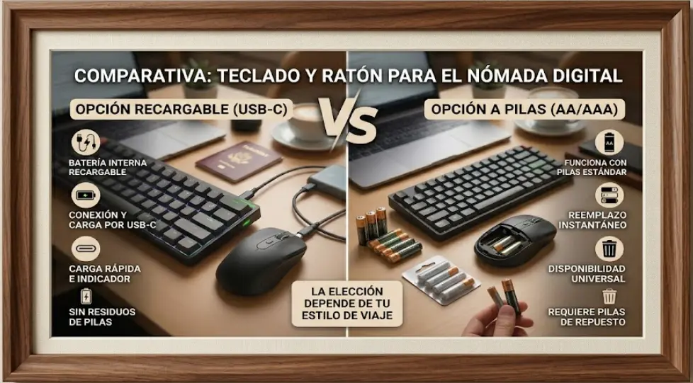 Teclado y Ratón Recargables USB-C vs Pilas AA/AAA: Cuál Sale Más Barato y Contamina Menos en la Furgo