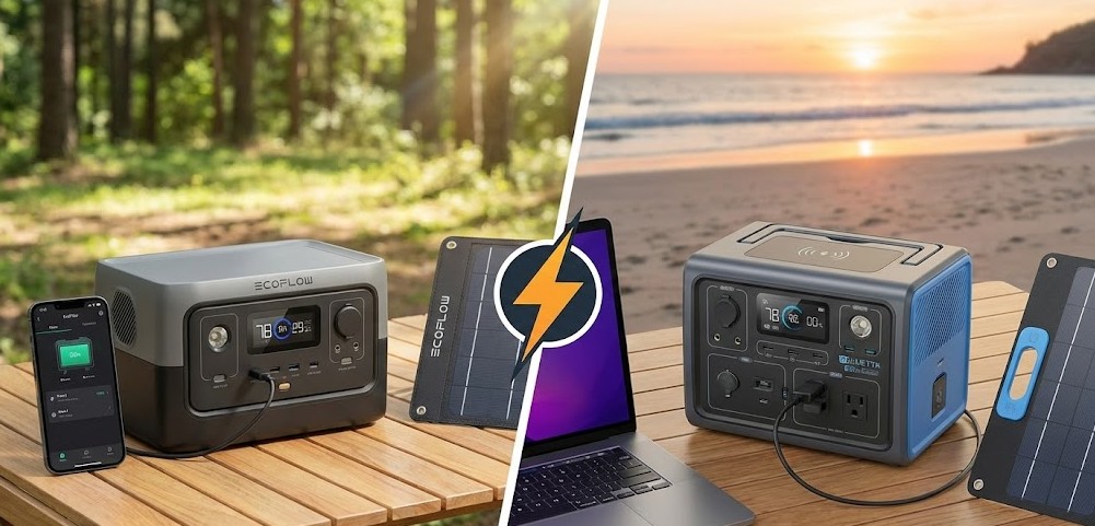 Comparativa visual entre estaciones de energía EcoFlow y Bluetti