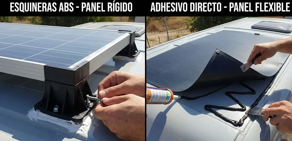 Diferencia de montaje entre esquineras ABS para panel rígido y aplicación de adhesivo para flexible