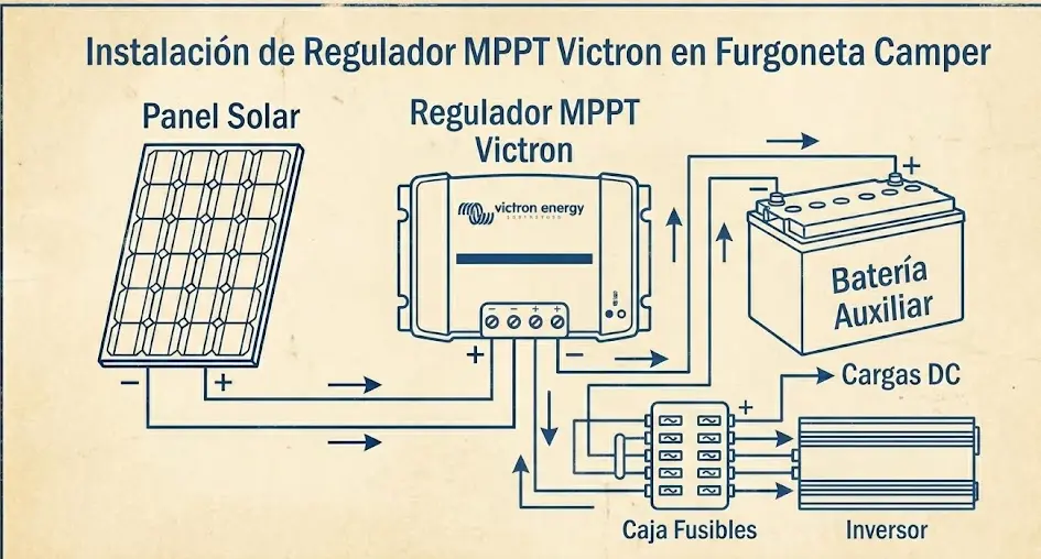 Instalación de regulador MPPT Victron en furgoneta camper