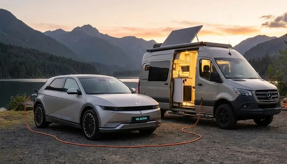 Carga V2L de estación de energía Uso de tecnología V2L de un coche eléctrico para cargar una batería portátil EcoFlow